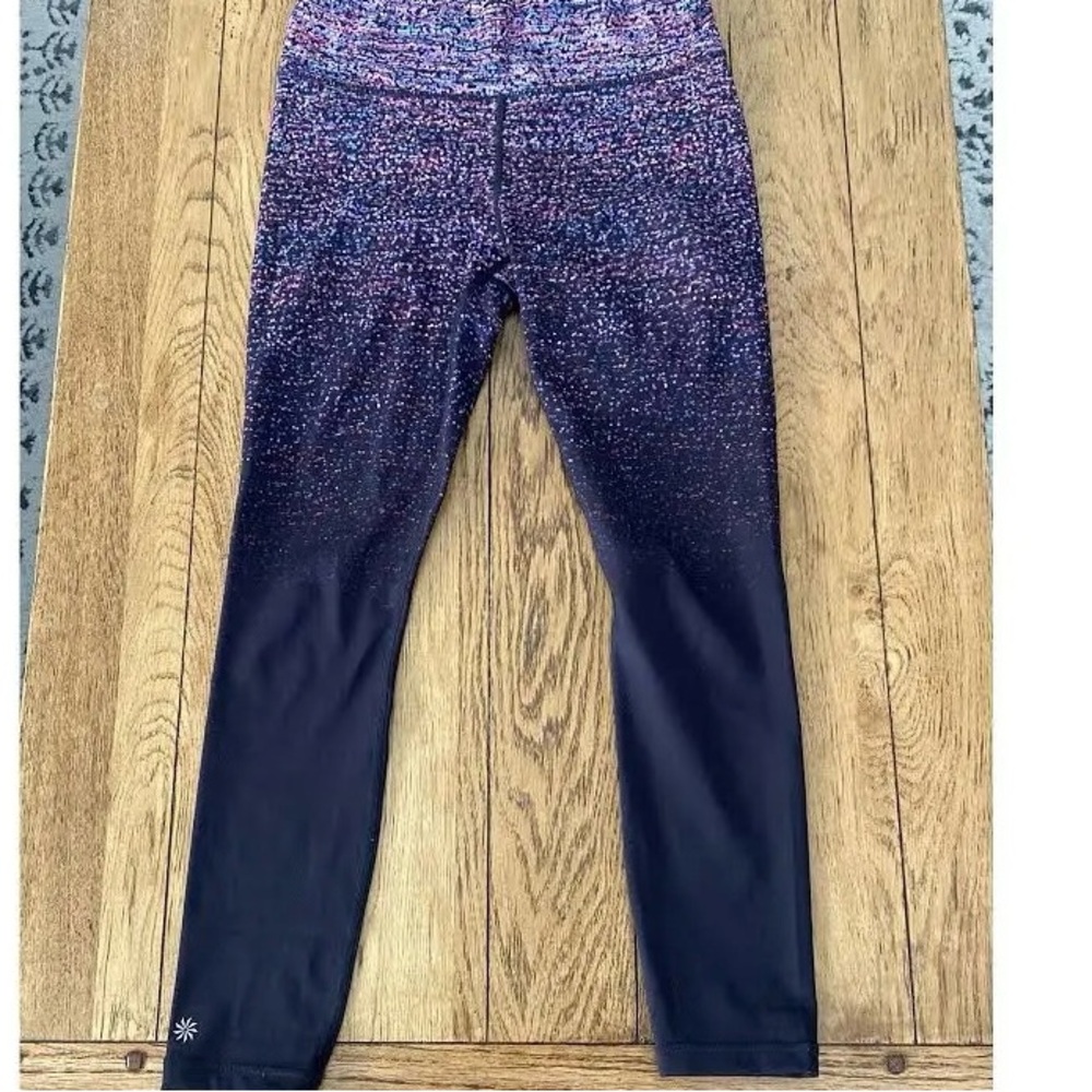 ✨Athleta black and multicolor leggings size S, 20” long